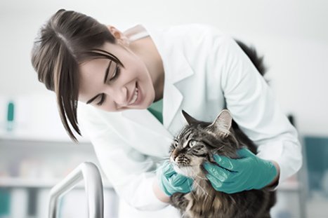 gato sendo consultado